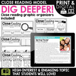 Spring Close Reading Comprehension Passages & Questions Differentiated Reading