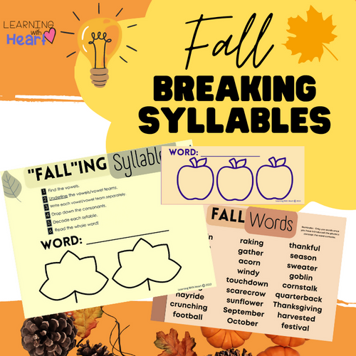 "Fall"ing Syllables! Breaking Syllable Practice Fall | Printable Classroom Resource | Learning with Heart