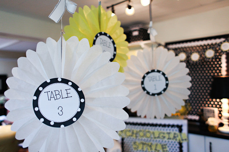 Table Center Sign Black and White Classroom Decor Polka Dot  by UPRINT