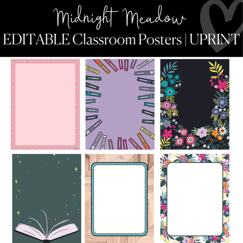 editable midnight meadow classroom posters 