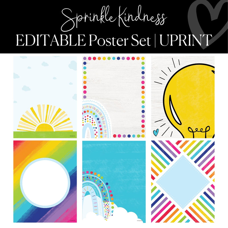 Printable and Editable Classroom Posters Sprinkle Kindness by UPRINT