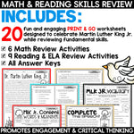 Martin Luther King Jr. Activities MLK Day Math Reading January NO PREP Packet