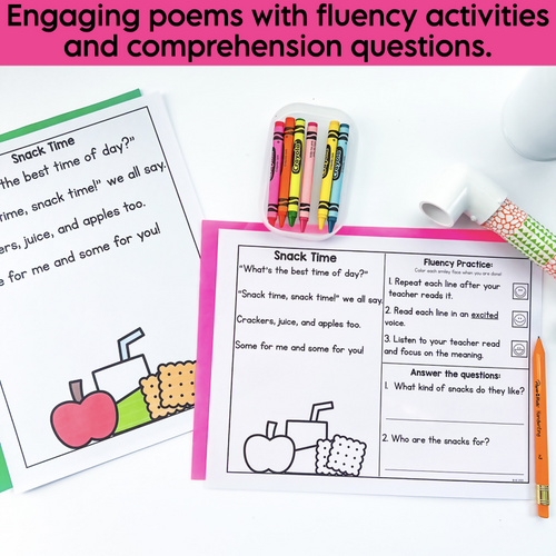 Kindergarten Reading Fluency Poems | Printable Teacher Resources | Literacy with Aylin Claahsen