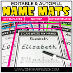 Editable and Autofill Name Mats Differentiated 20 Templates No Prep by One Sharp Bunch