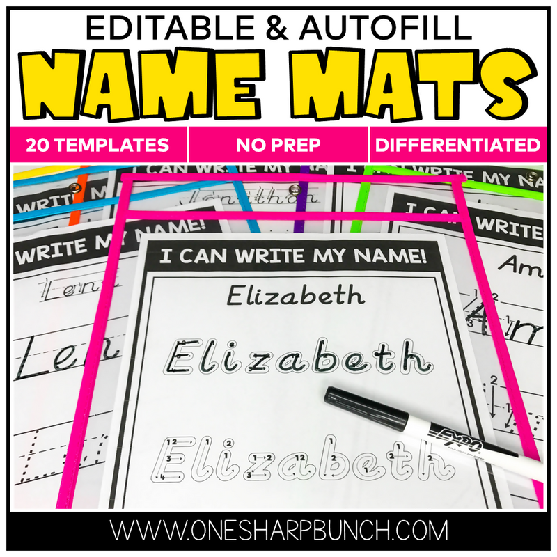 Editable and Autofill Name Mats Differentiated 20 Templates No Prep by One Sharp Bunch