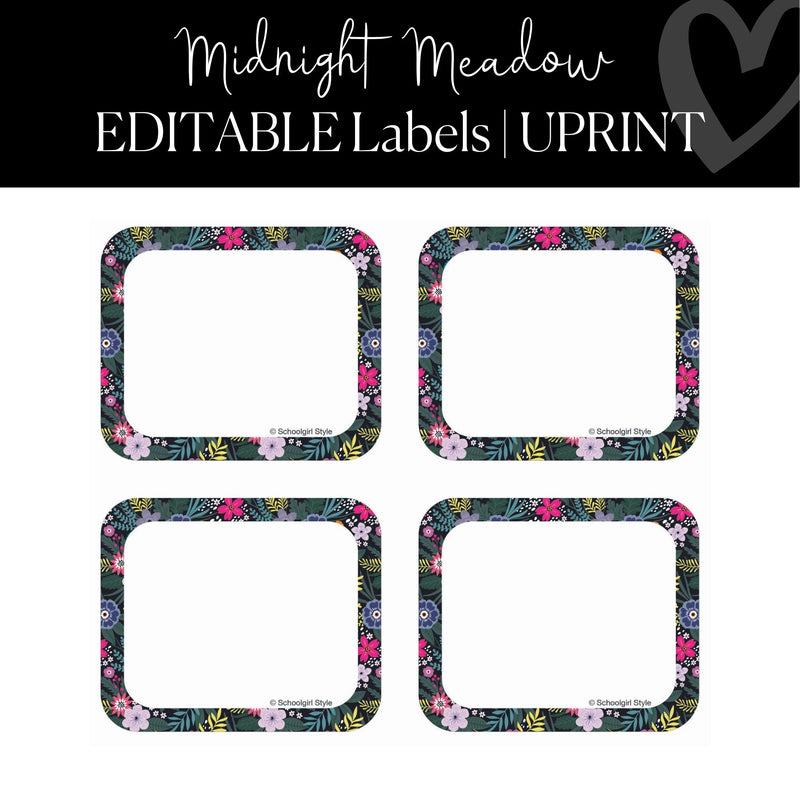Editable and Printable Classroom Labels Classroom Decor and Organization Midnight Meadow by UPRINT