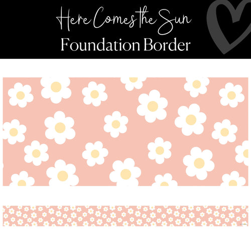 daisies on pink straight border