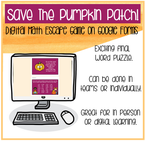 Save the Pumpkin Path Fall Digital Math Escape Game | Printable Classroom Resource | Mrs. Munch's Munchkins