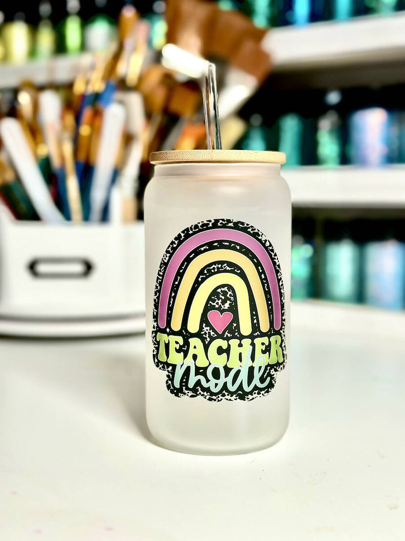 Teacher Mode Frosted Glass Can by Crafting by Mayra 