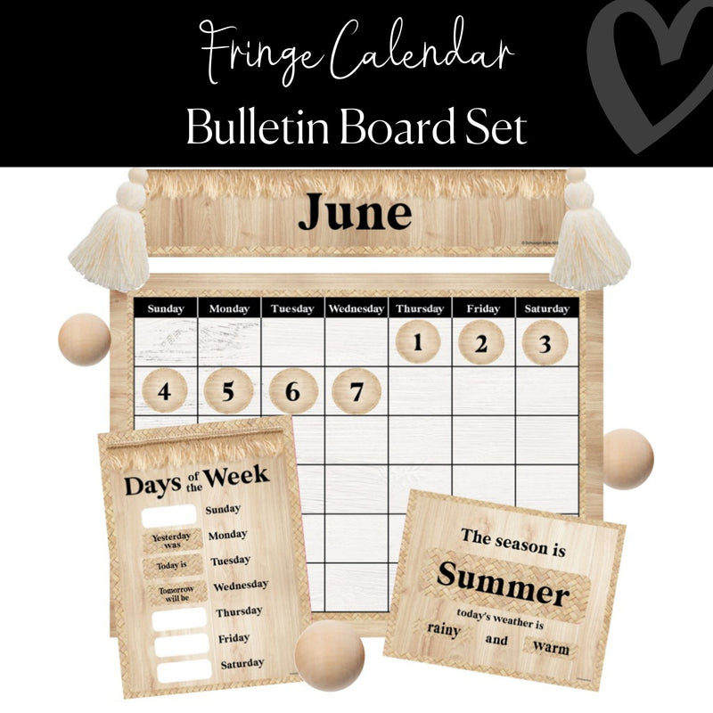 Fringe Calendar Bulletin Board Set | Boho Classroom Decor | Bohemian Mood | Schoolgirl Style