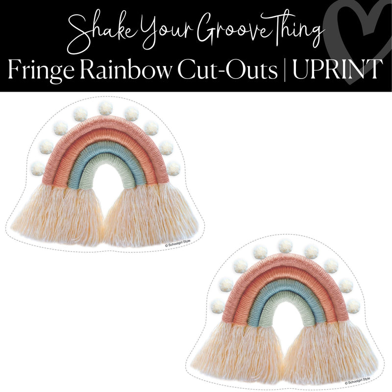 Printable Groovy Fringe Rainbow Cut-Out Classroom Decor Shake Your Groove Thing Regular and XL by UPRINT