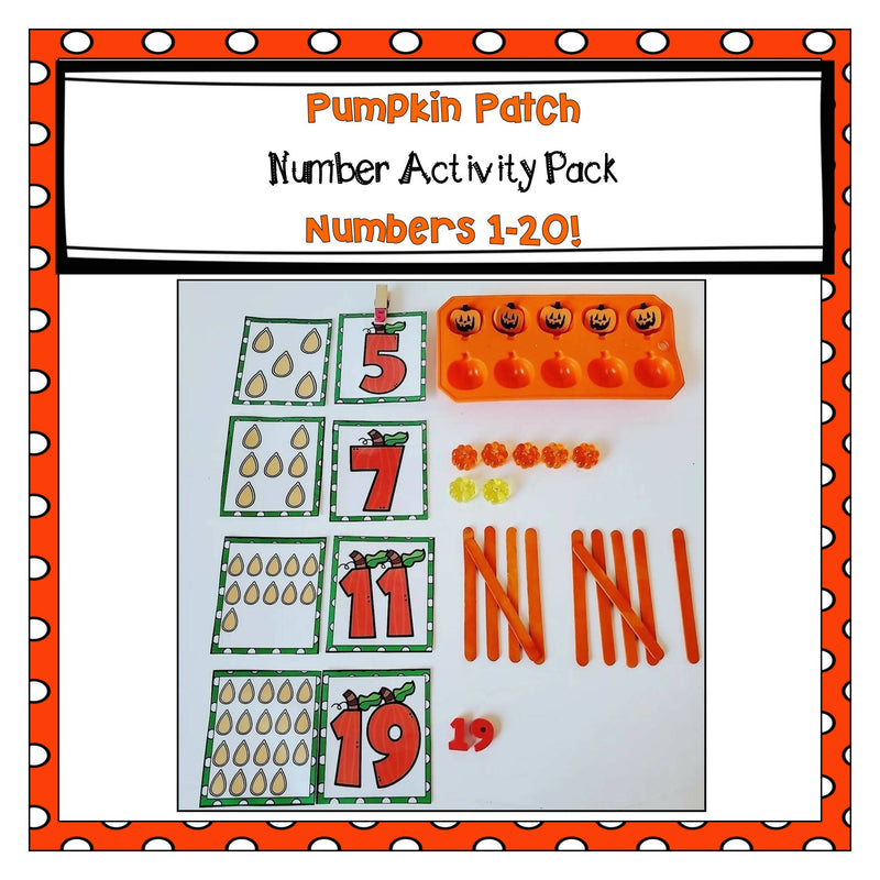 Pumpkin Patch Numbers 1-20 Activity Pack for Pre-K & Kinder | Printable Classroom Resource | Little Journeys in PreK and K