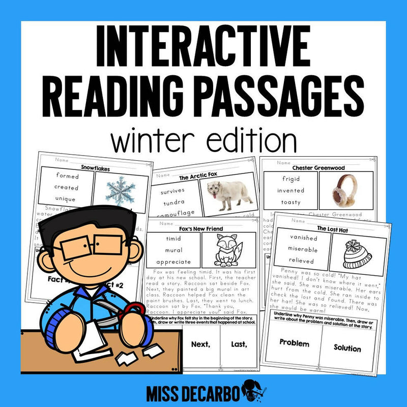 Interactive Winter Reading Passages | Vocabulary and Comprehension