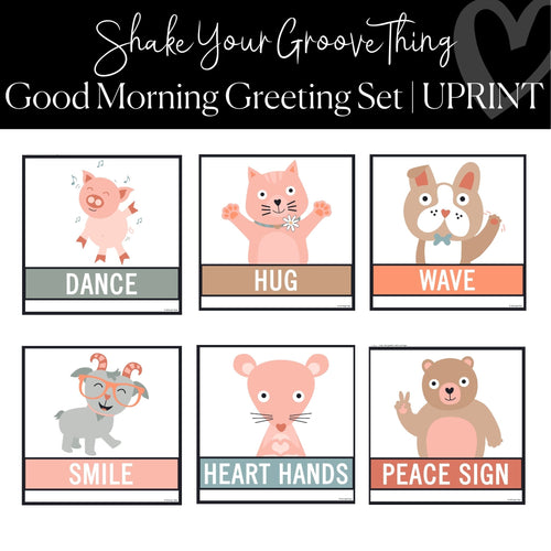 Printable Groovy Good Morning Greeting Set Classroom Decor Shake Your Groove Thing by UPRINT
