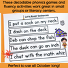 Halloween Decodable Phonics Review Games and Fluency Activities - Science of Reading Aligned