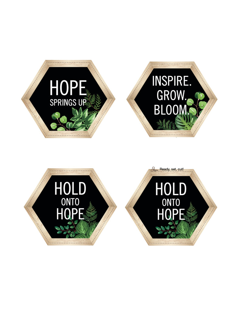 Hexagon Cut-outs with Inspirational Messages | Neutral Classroom Decor | Simply Boho | UPRINT | Schoolgirl Style