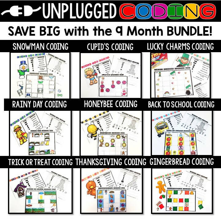 Unplugged Coding for the Entire Year BUNDLE (PRINTABLE + DIGITAL) - K-3rd Grade Teach Outside the Box | Brooke Brown