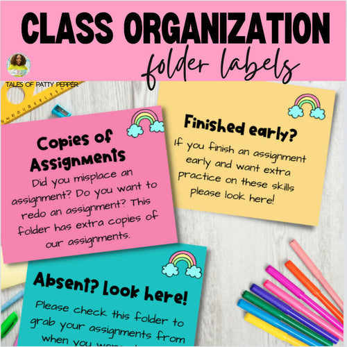 Class Organization Folder Labels by Tales of Patty Pepper