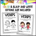 Parts of Speech Worksheets - Grammar Posters - Nouns, Verbs, Adjectives