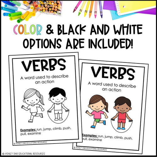 Parts of Speech Worksheets | Grammar Posters | Nouns, Verbs, Adjectives | Printable Classroom Resource |  Ashley's Golden Apples