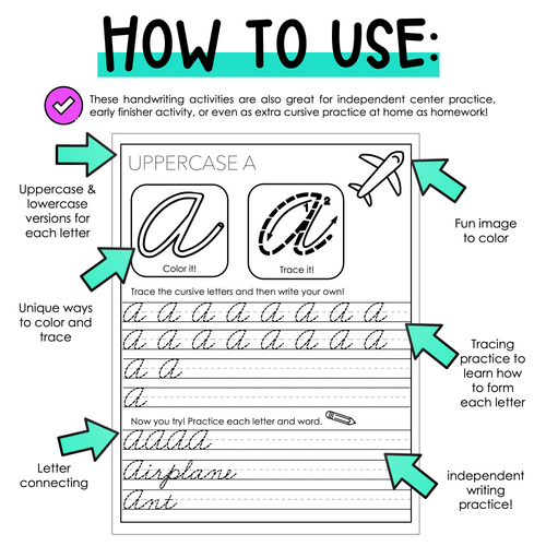 Cursive Handwriting Practice Pages | Printable Classroom Resource | Teaching with Aris