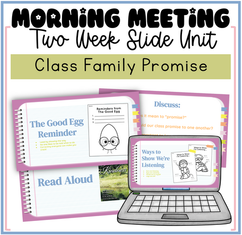 Morning Meeting Two Week Slide Unit Class Family Promise by Mrs. Munch's Munchkins