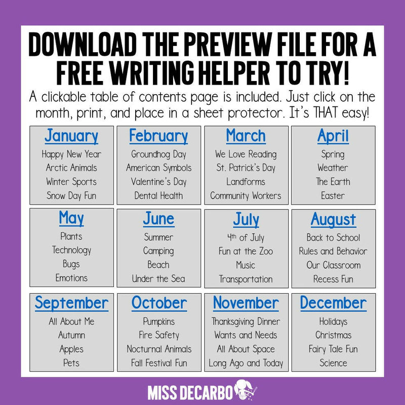 Writing Center Writing Helpers | Printable Classroom Resource | Miss DeCarbo