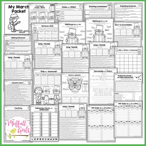 2nd Grade March NO PREP Packet | Printable Classroom Resource | The Moffatt Girls