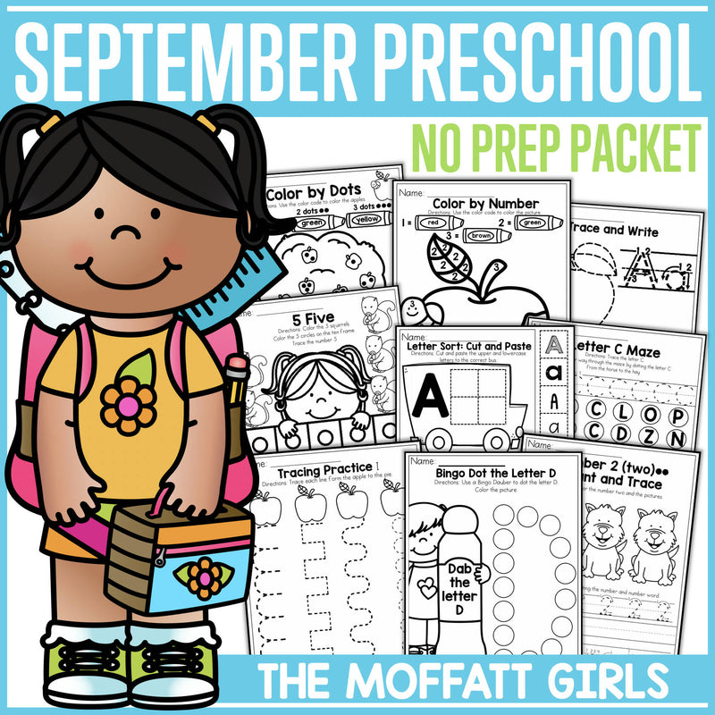 Preschool Back to School No Prep Packet by The Moffatt Girls