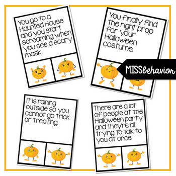 Pumpkin Themed Emotions Task Cards | Printable Classroom Resource | Miss Behavior