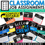 Editable Classroom Jobs Application Chore Chart Bright Rainbow Classroom Decor