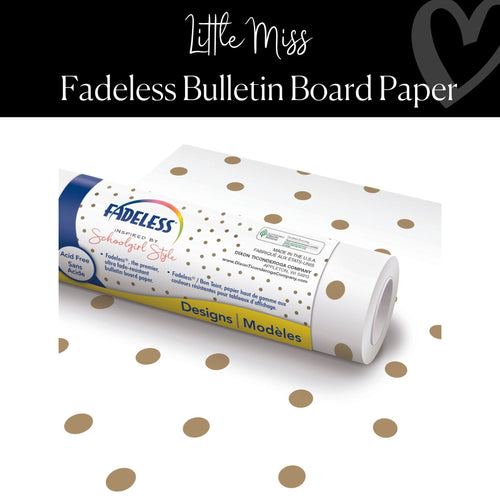 Little MIss Fadeless Bulletin Board Paper Gold and White Dots by Pacon
