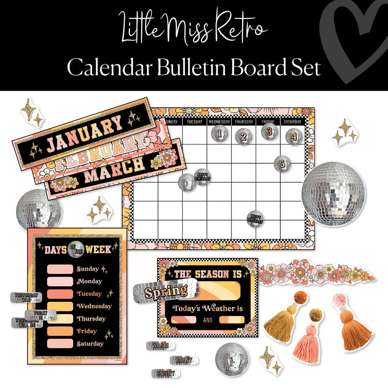 Little Miss Retro Classroom Decor Calendar Bulletin Board Set by ULitho