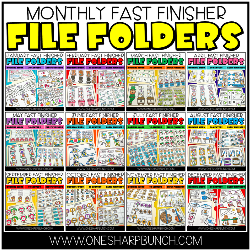 Monthy Fast Finishers File Folders by One Sharp Bunch