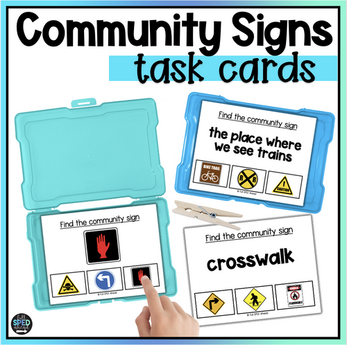 Community Signs Task Cards for Special Education by Full SPED Ahead