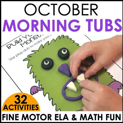 October Morning Tubs Fine Motor ELA and Math Fun by Differentiantal Kindergarten Marsha McQuire