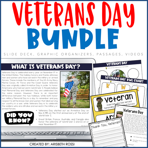 Veterans Day Bundle Slide Deck Organizers Passages and Videos by Teaching with Aris