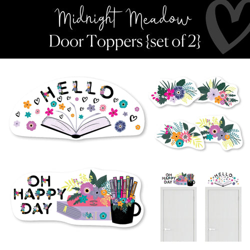 Midnight Meadow Classroom Decor Floral Door Toppers by ULitho