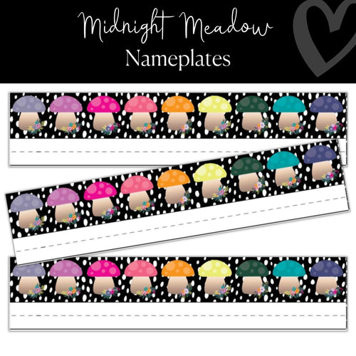 Midnight Meadow Classroom Nameplate Floral Decor by ULitho