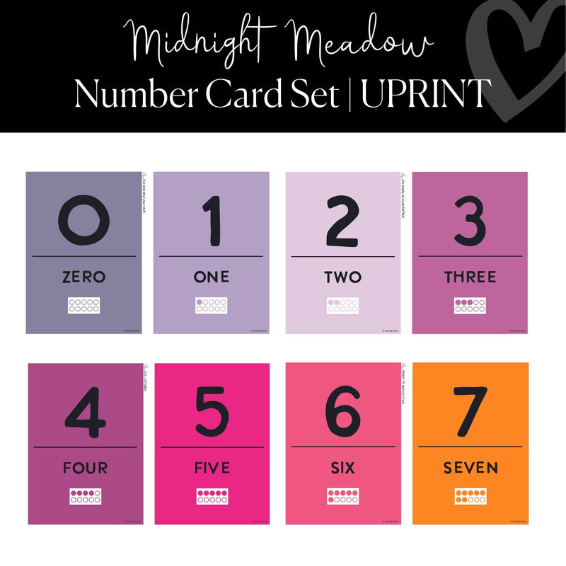 Printable Number Card Bulletin Board Set Classroom Decor Midnight Meadow by UPRINT