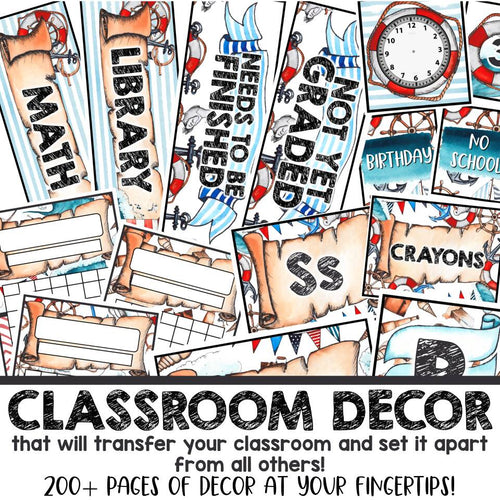 Nautical Classroom Décor | Coastal Ocean Theme Classroom | Watercolor Decor