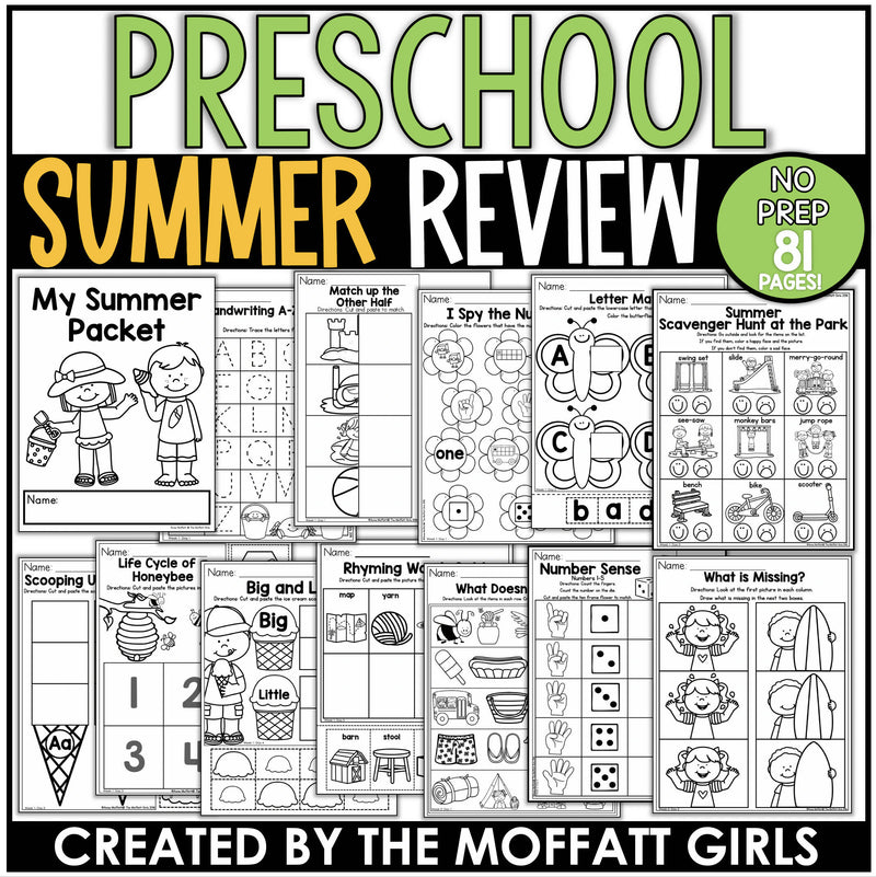Preschool Summer Review No Prep Packet Preschool December No Prep Packet by The Moffatt Girls