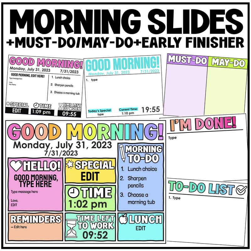 Morning Slides + Must Do May Do and Early Finishers by Miss West Best