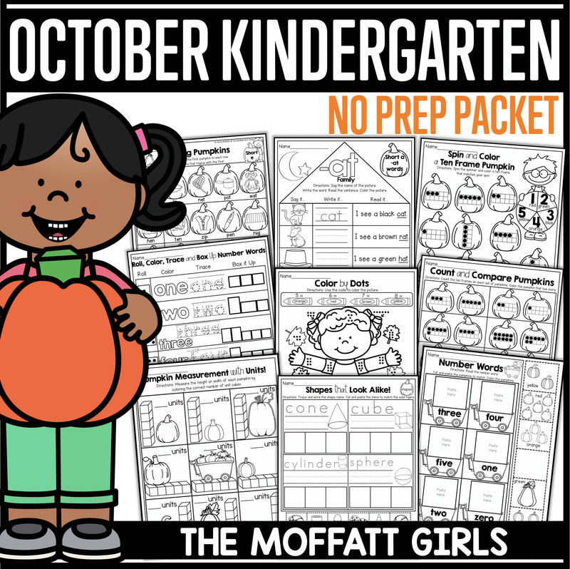 Kindergarten October No Prep Packet by The Moffatt Girls