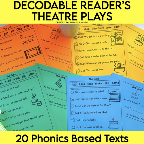 Decodable Reader Theatre Plays 20 Phonics Based Texts by Literacy with Aylin Claahsen