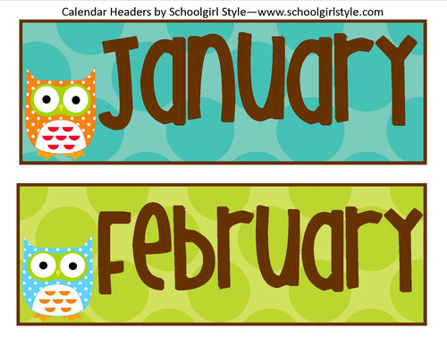 Calendar Headers Owl Collection by UPRINT