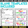 End of the Year Awards Certificates Class Superlatives Awards Day EDITABLE