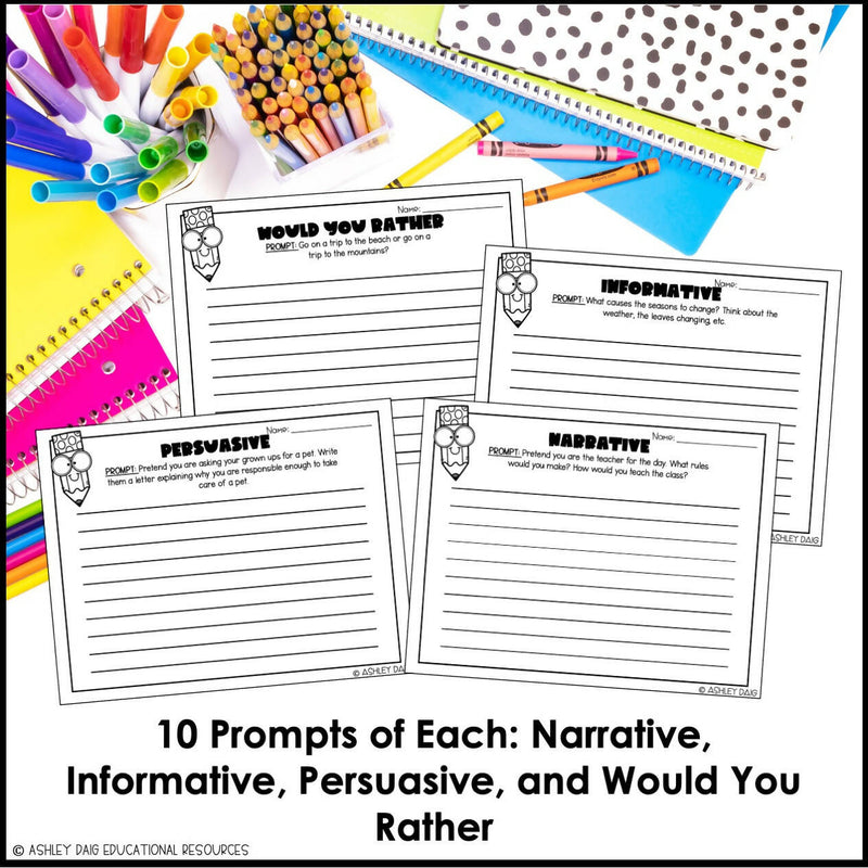 3rd Grade Writing Prompts - Writing Journal Templates