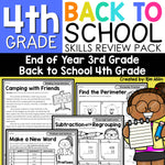 Back to School Review First Week of School Activities for 4th Grade