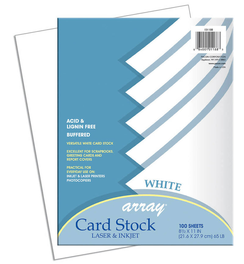 Card Stock White, 100 Sheets, Classroom Supplies